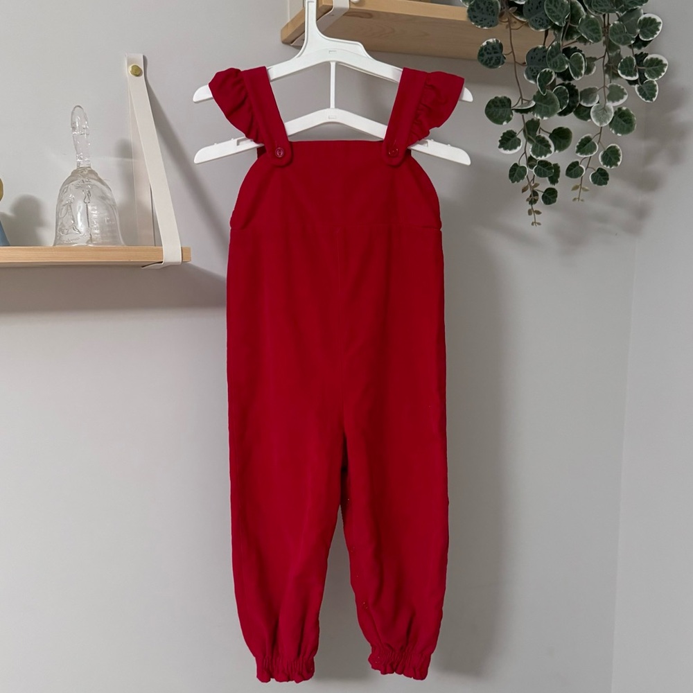 EUC TBBC Violet's Vintage Overall Red Corduroy 2T